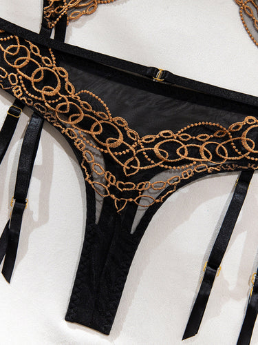 Mesh Embroidered Lingerie Set